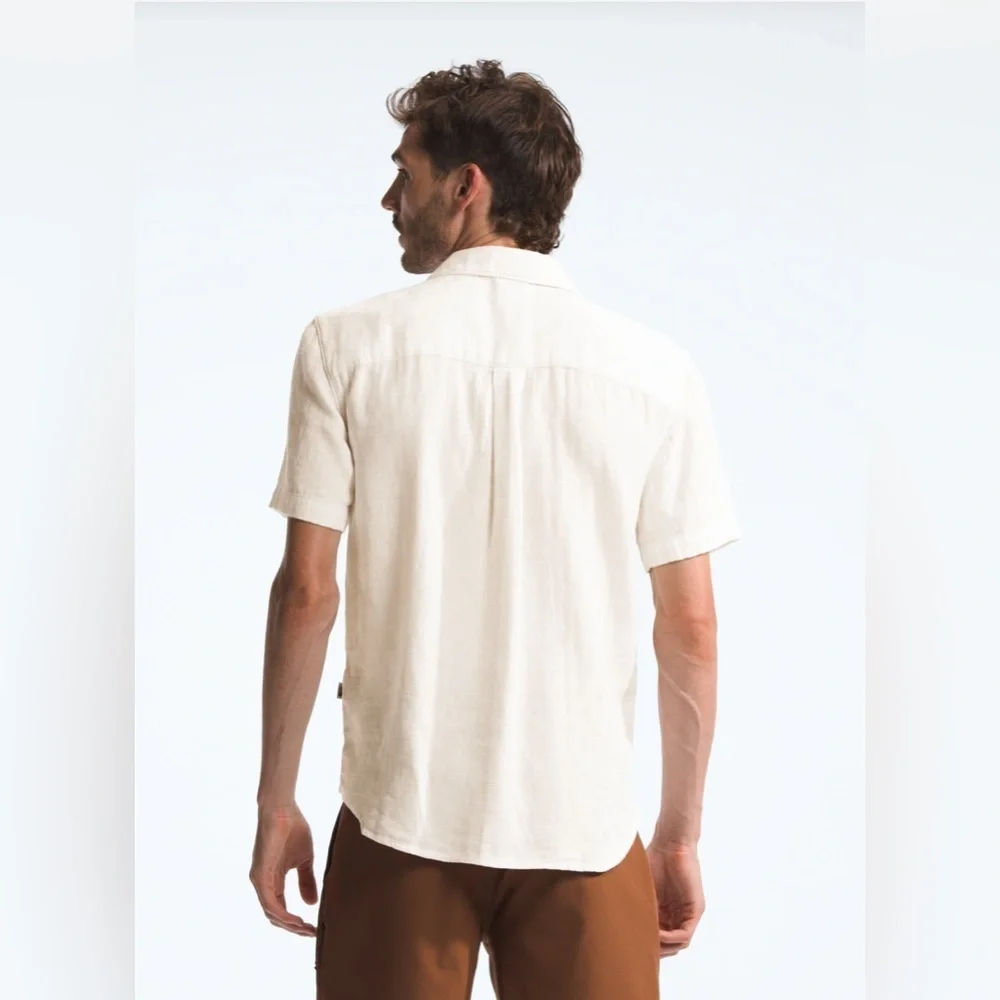 The North Face Men's Loghill Jacquard Gardenia White Hemp Cotton Blend Shirt XXL